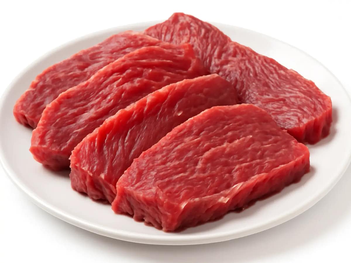raw beef slice